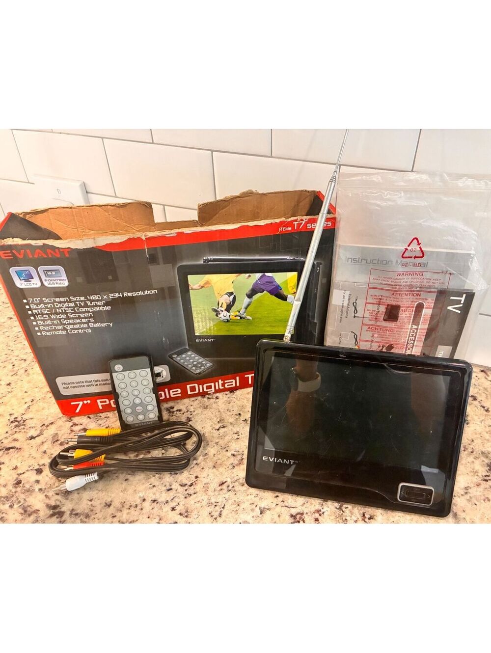 Eviant 7" Portable Digital TV with Remote and Accessories